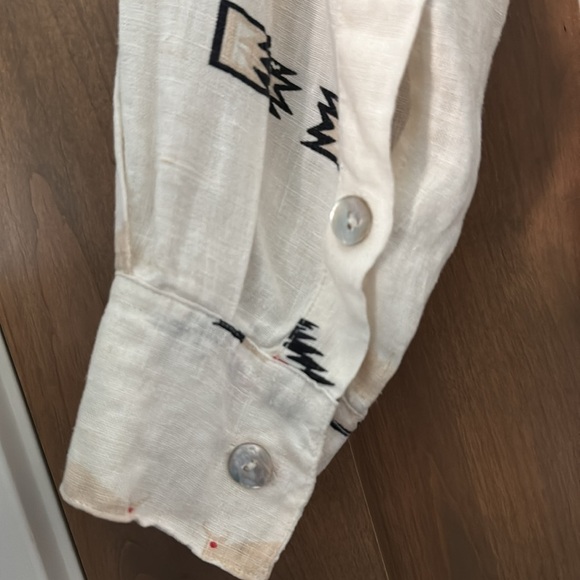 Chico’s Design 100% Linen Southwestern Shell Button Button Down Shirt Womens 0/S - Picture 5 of 9